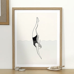 Diving Girl Art Print, "That's Where the Beauty Is..."