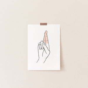 Hand Art Print, "Fingers Crossed"