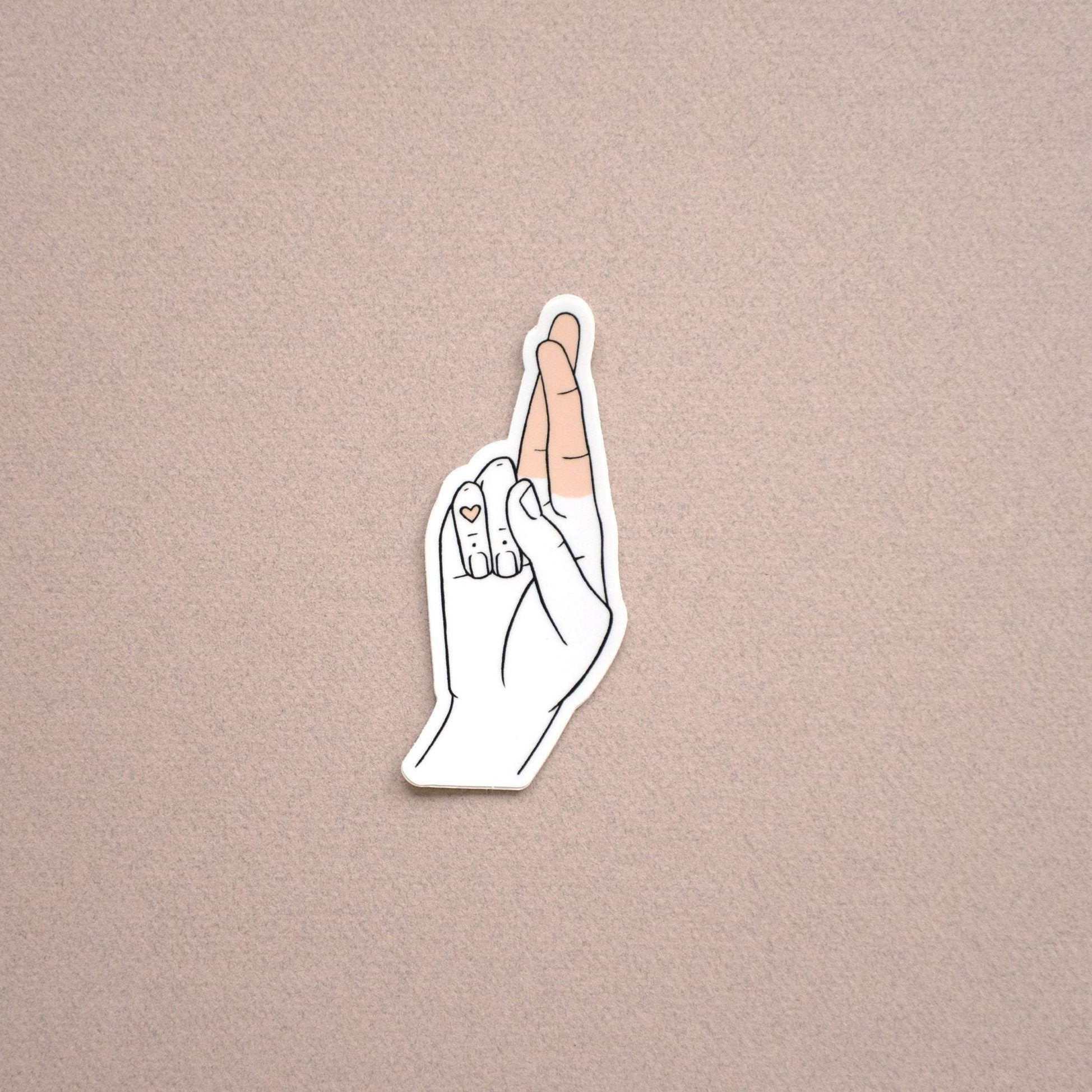 Hand Art Sticker, "Fingers Crossed"